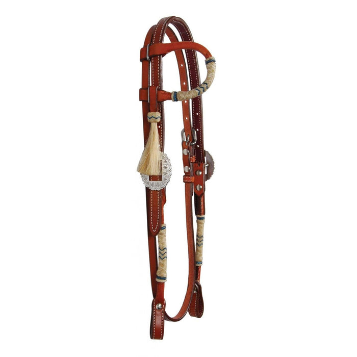 COUNTRY LEGEND ONE EAR DOUBLE PLY HEADSTALL WITH BRAIDED RAWHIDE AND THROAT STRAP - TackN'Bark