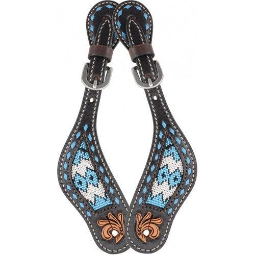 COUNTRY LEGEND TAN BEADED INLAY LADIES SPUR STRAPS - TackN'Bark