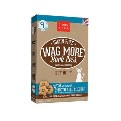 CLOUD STAR® WAG MORE, BARK LESS® GRAIN FREE OVEN BAKED BISCUITS SMOOTH AGED CHEDDAR DOG TREAT - TackN'Bark
