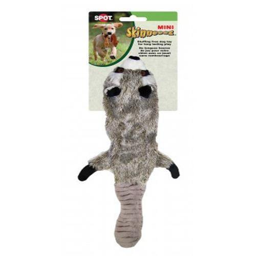 Skinneeez stuffing free dog toy satisfies a dog’s natural hunting instinct. With no stuffing to rip out, they offer long lasting play. The realistic mini raccoon design provides a flip flopping action dogs love.